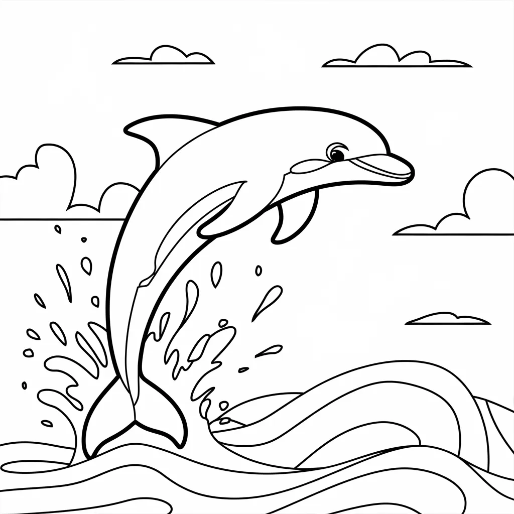 Free Dancing Dolphin Coloring Page for Kids