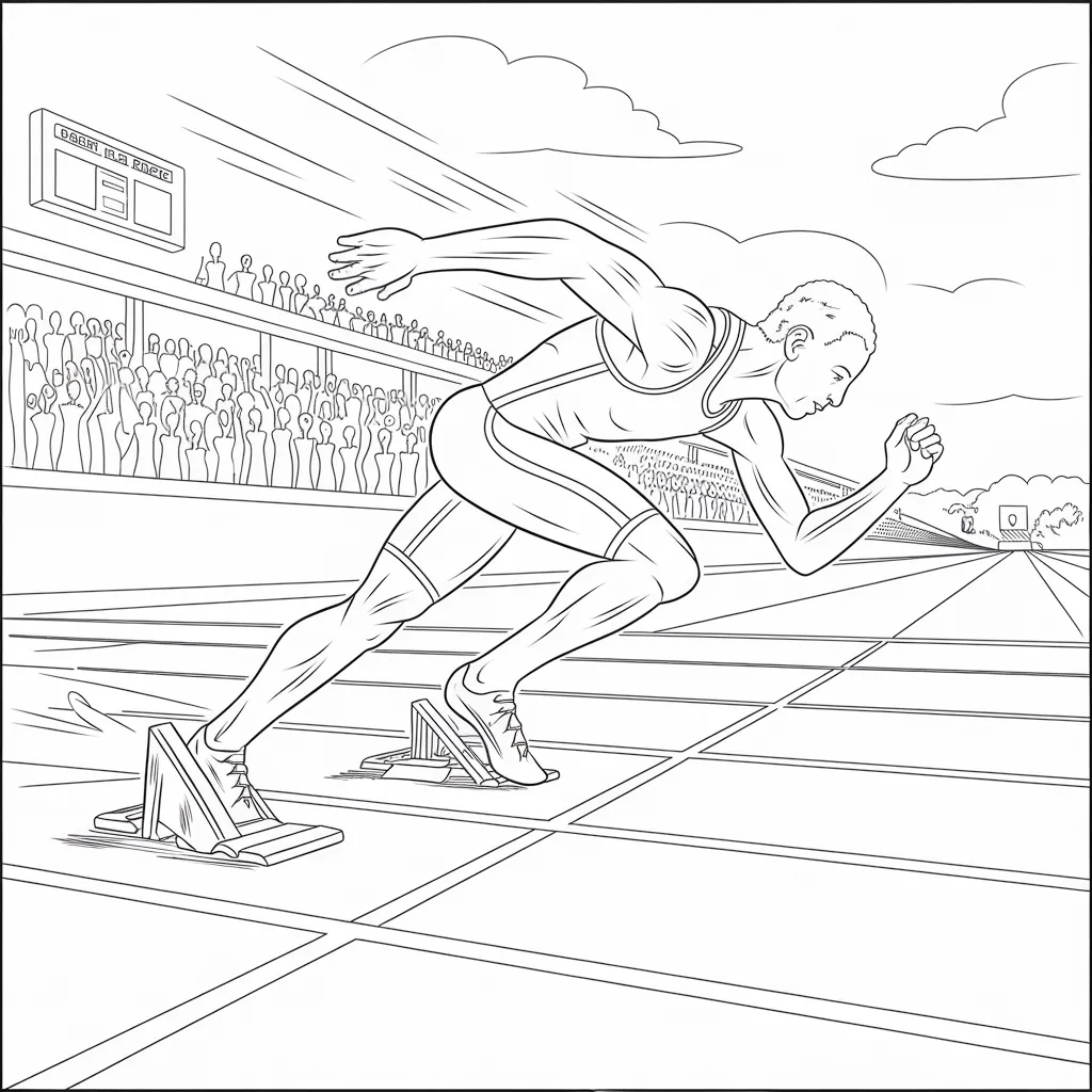 Track and Field Sprint Coloring Page – Free Printable for Kids