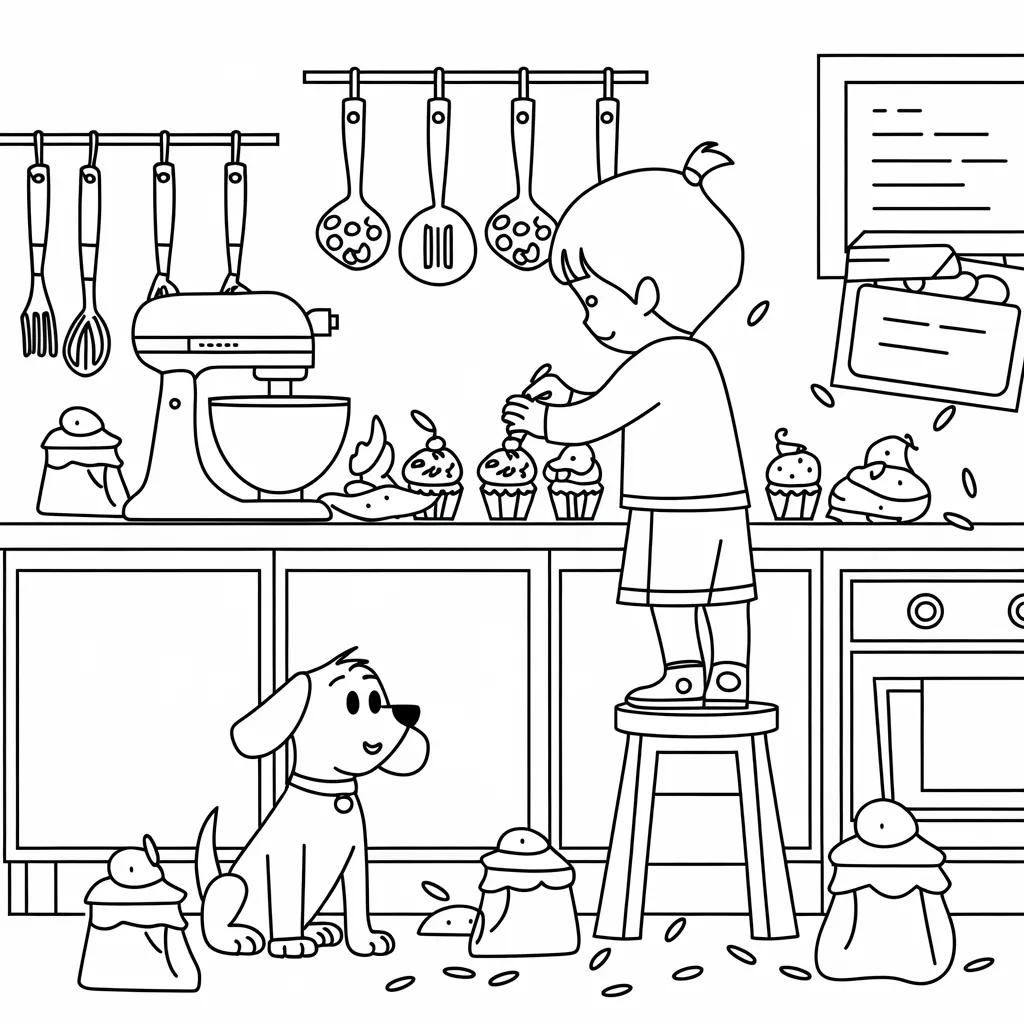 Baking Adventure Coloring Page for Little Chefs