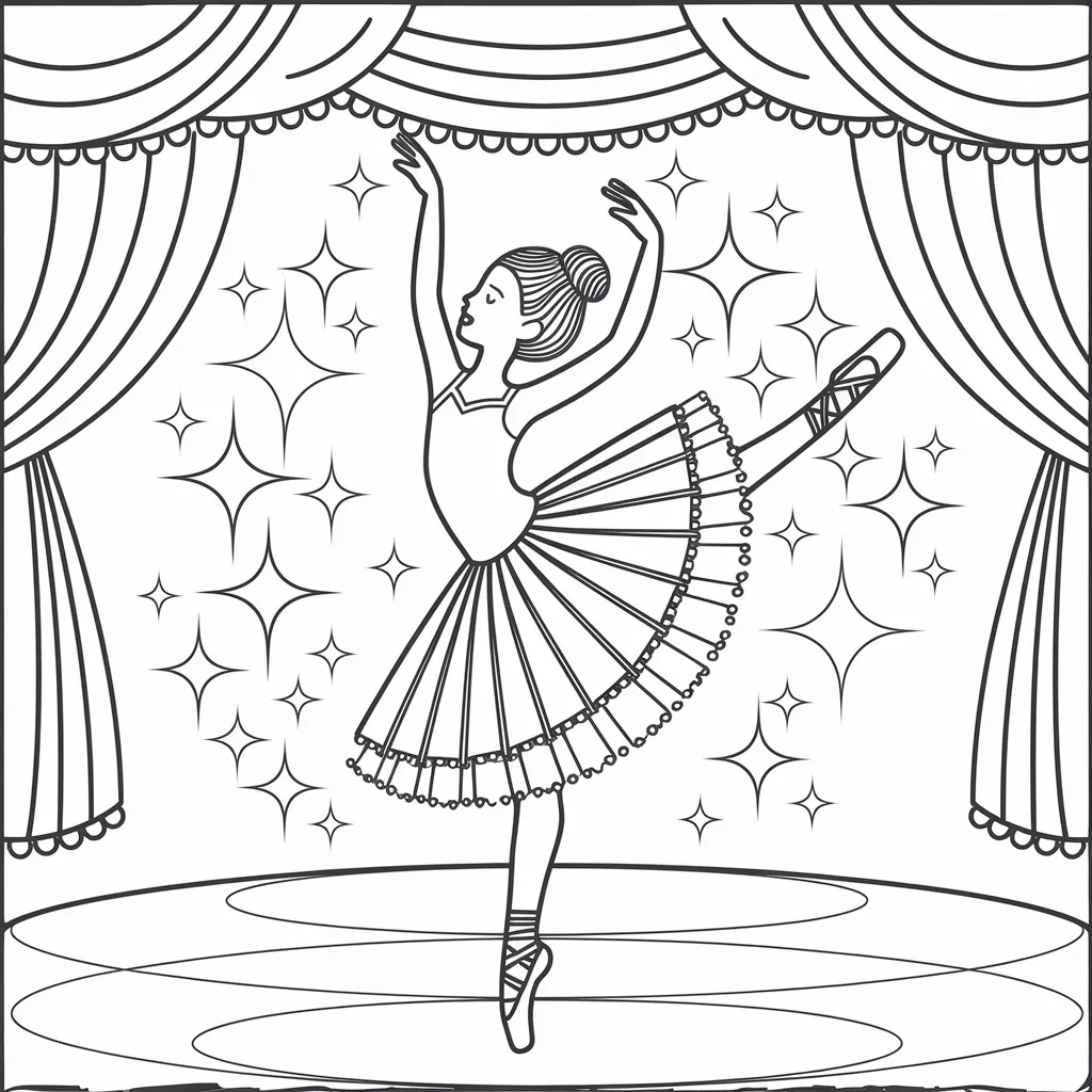 Dancing Ballerina Coloring Page for Girls