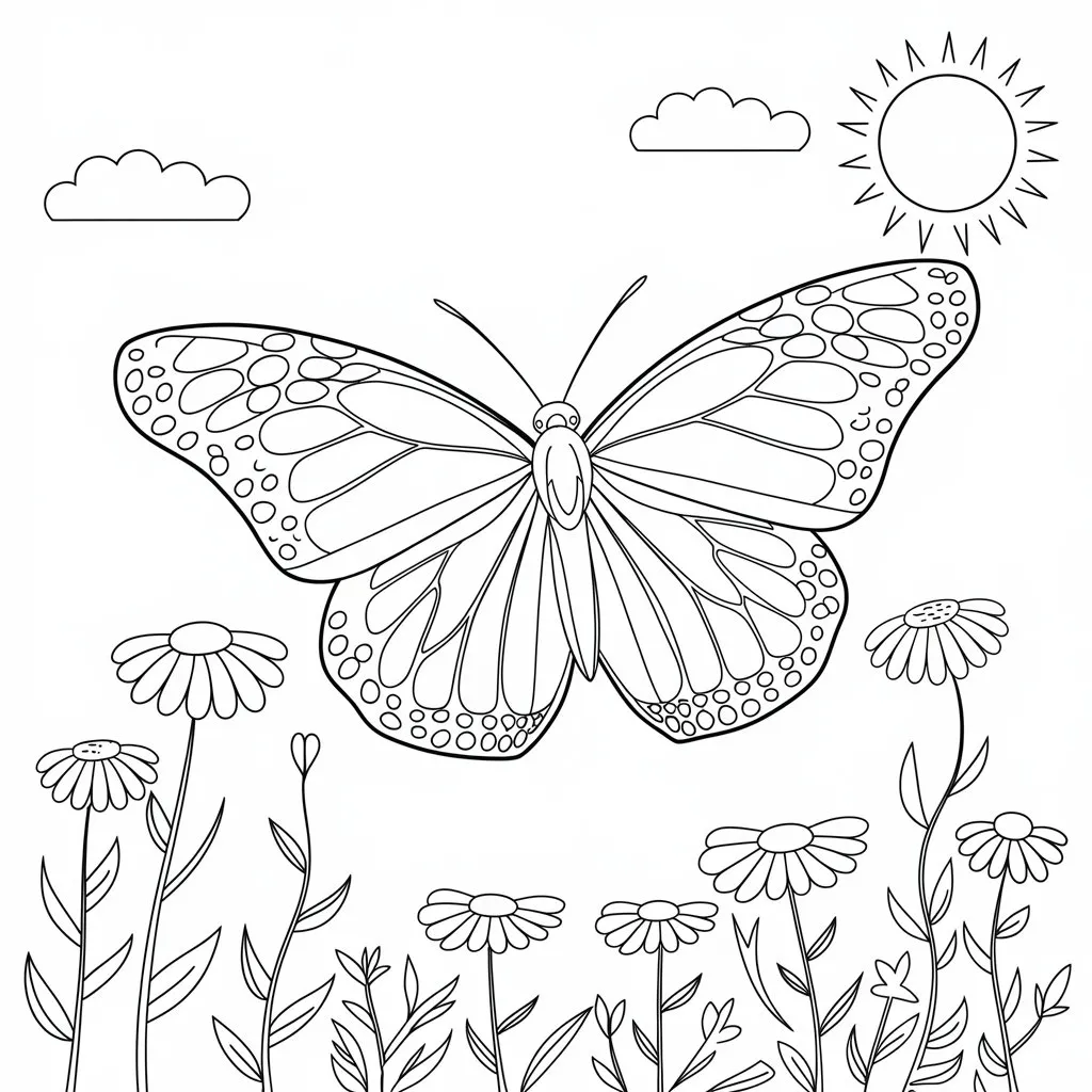 Butterfly Taking Flight Coloring Page – Free Printable