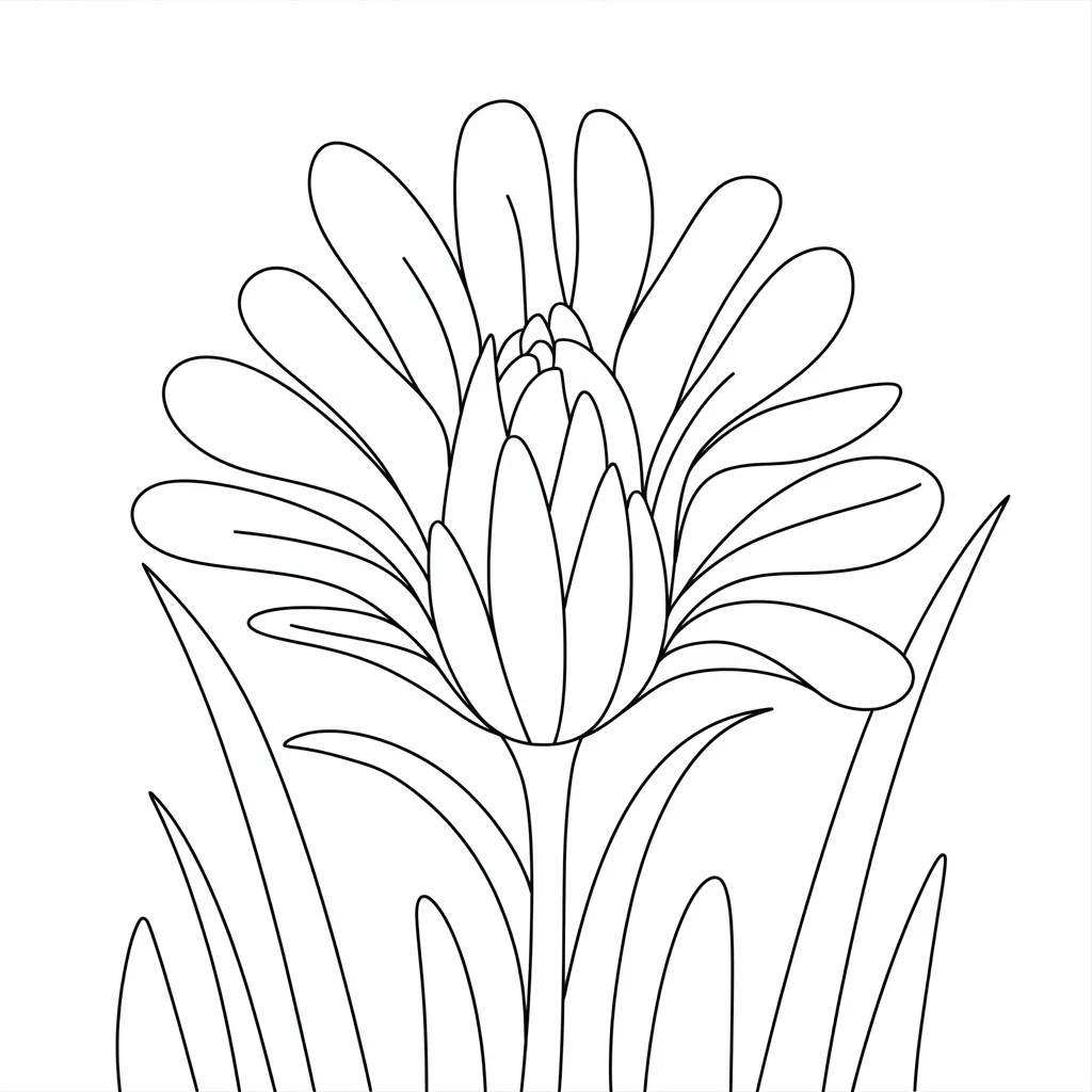 Blooming Flower Coloring Page – Fun for Kids & Beginners!