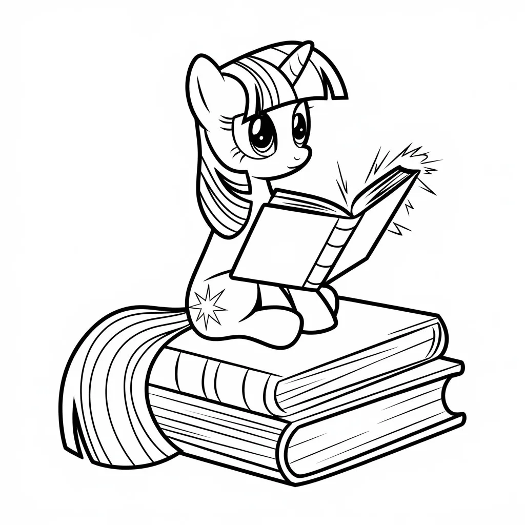 Twilight Sparkle Reading a Book Coloring Page