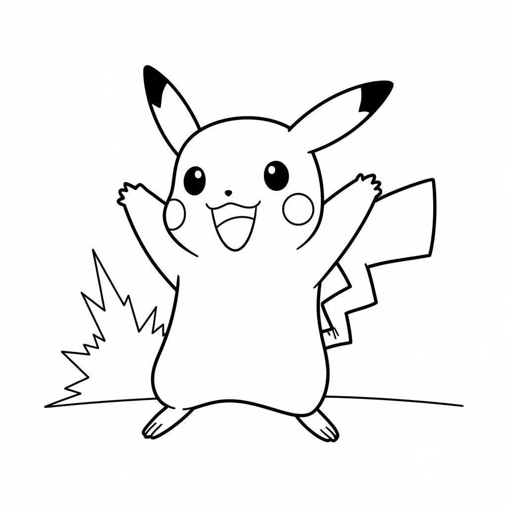 Cheerful Raichu Coloring Page – Free Printable for Kids!