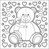 Precious Moments Coloring Page: Hugging a Teddy Bear