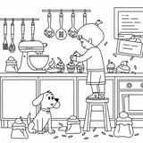 Baking Adventure Coloring Page for Little Chefs