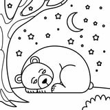 Cozy Sleeping Bear Coloring Page for Kids | Free Printable