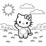 Hello Kitty Waving Coloring Page – Free Printable for Kids