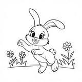 Cute Jumping Bunny Coloring Page for Kids | Free Printable