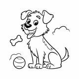 Simple dog wagging tail coloring page for children