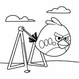 Simple Angry Bird in a slingshot ready to launch coloring page