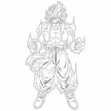 Gogeta powering up with glowing energy and spiked hair, ready for action.