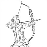Simple Hawkeye drawing his bow coloring page for kids and fans