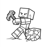 Simple Minecraft coloring page of Steve mining stone with a pickaxe