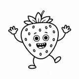 Happy Dancing Strawberry | Printable Kids Coloring Page